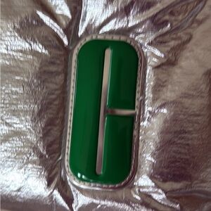 Silver and Green Logo Clutch